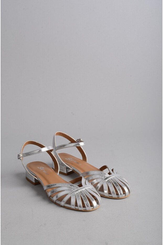 Select 024 genuine leather women's shoes (heel height: 3cm) silver