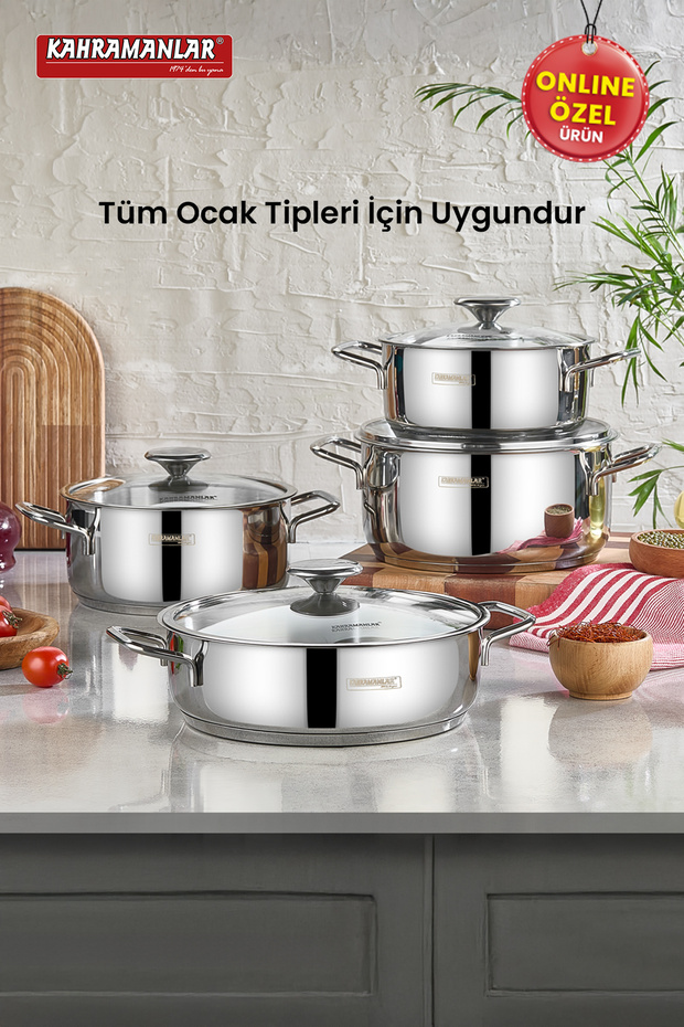 Yağmur 8 Parça Tencere Seti - 1