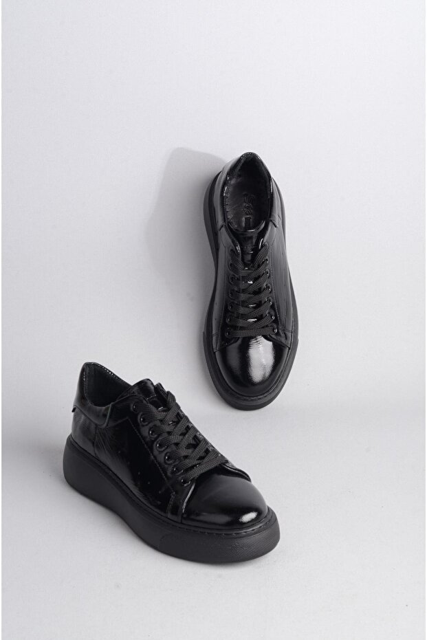Select 2203 genuine leather sneakers shoes black patent leather