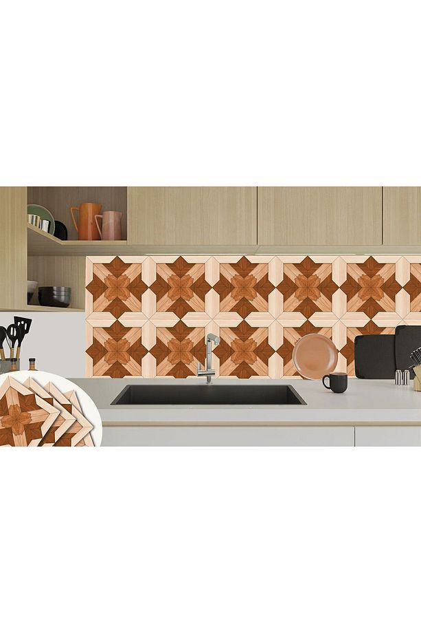 Kendinden Yapışkanlı Ahşap 002 Desenli Pvc Karo 30x30 Cm (33 ADET) 3m2 - 5