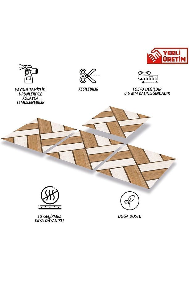 Kendinden Yapışkanlı Ahşap 013 Desenli Pvc Karo 30x30 Cm (33 ADET) 3m2 - 2