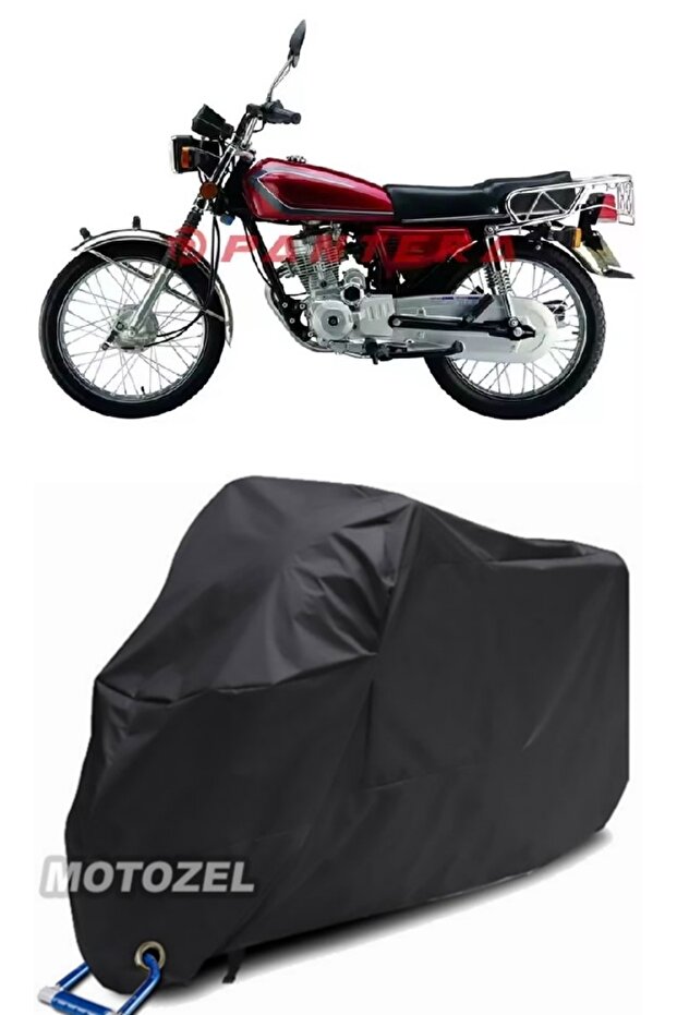 Steel Motor Classic 125 Lock Compatible Black Motorcycle Tarpaulin Waterproof