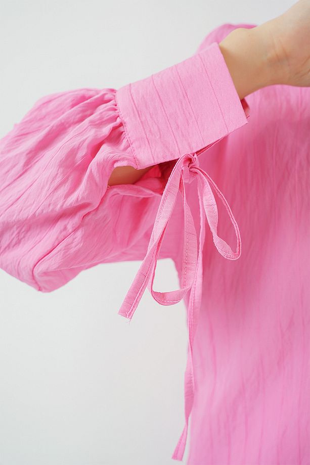 Kadın Oversize Bağcıklı Gömlek 5954 - Pembe - 5