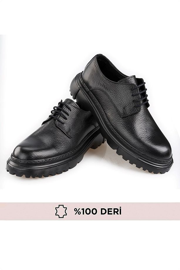 Hakiki Deri, Yüksek Tabanlı, Dikişli, 4 Mevsim, 1. Kalite, İç Dış Deri Erkek Ayakkabı - 6