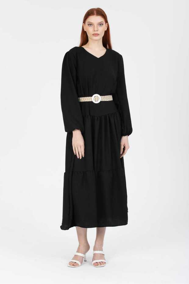Rochie de in cu mânecă lungă cu curea - 7