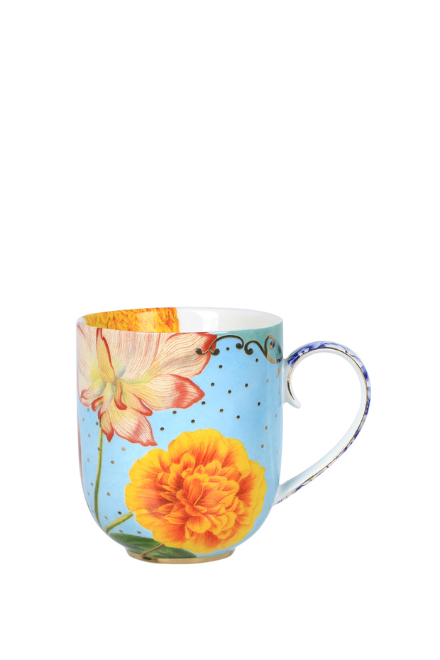 Royal Mavi Çiçek Desenli Mug - 1