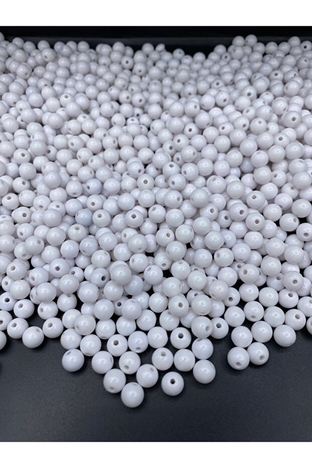 50Gr Opaque Round,White Color 8mm Opaque Ball Model Acrylic Beads, Bag Beads (50Gr,~ 190 Pieces)