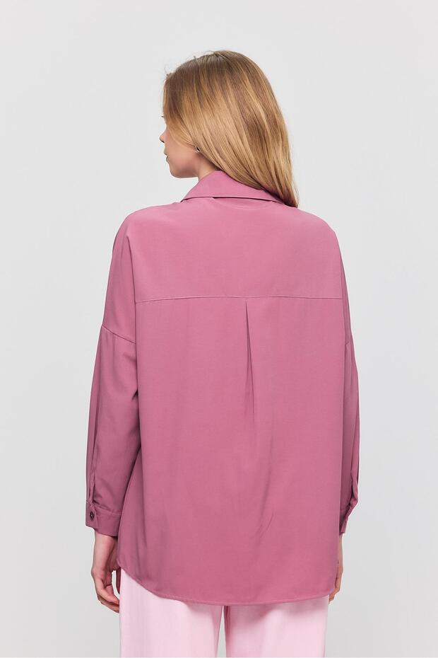 Violet Relaxed Fit Rahat Kesim Basic Gömlek - 6621a - 5