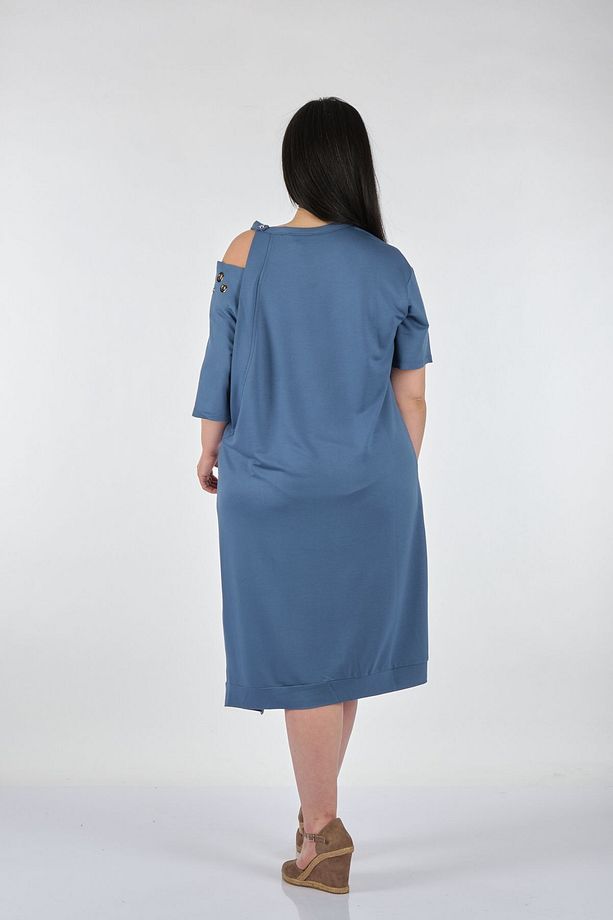 -bb Tek Omuz Oversize Midi Günlük Elbise - Rahat Ve Şık - 3