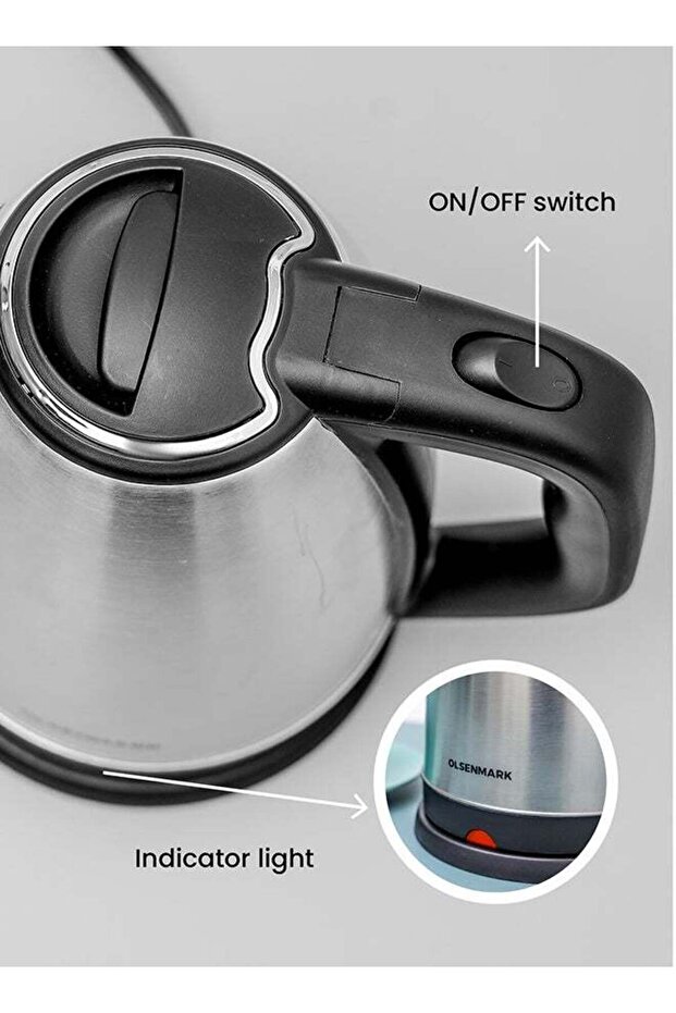 Electric Kettle with Large Capacity, 360-Degree Rotating Base, Safe to Use, 1.8L 1500W Silver/Black - 5