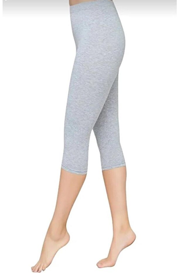 Women's Lycra Combed Cotton Plain Long Capri Tights (4005)