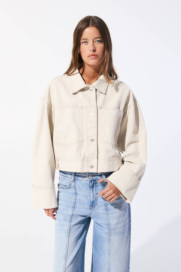 Pamuklu crop ceket - 2