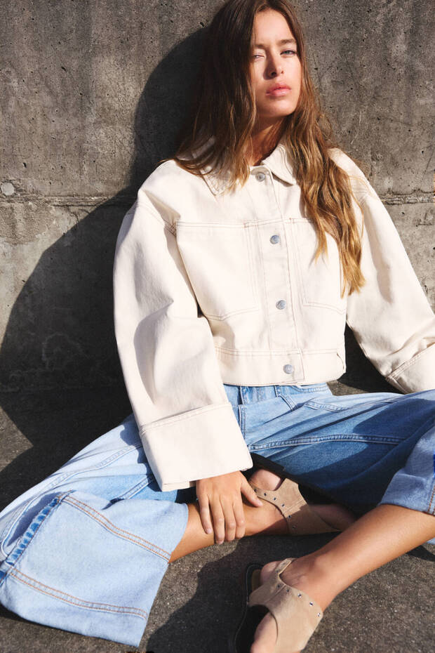 Pamuklu crop ceket - 1