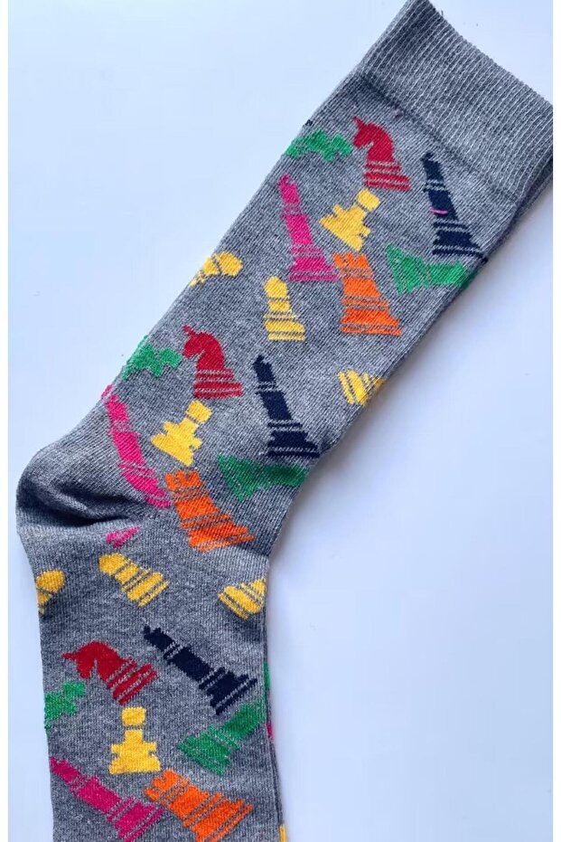 Chess Patterned Socks Men's Long Socks Clb - 4