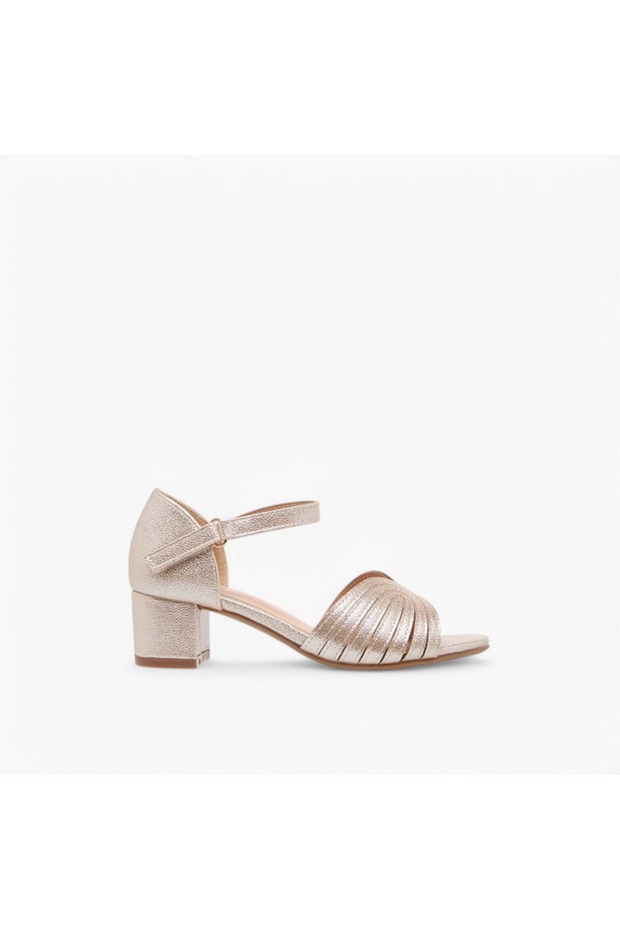 Flora Bella Textured Block Heel Sandals with Hook and Loop Closure - 3