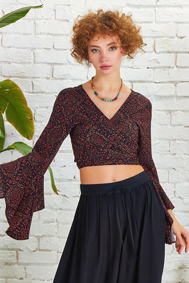 İspanyol Kol Crop Bluz - 1