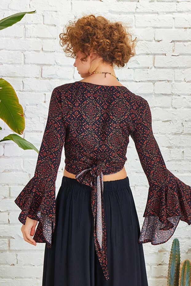 İspanyol Kol Crop Bluz - 4