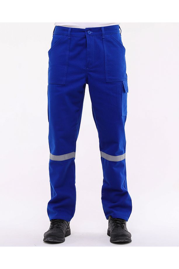 7/7 Gabardin Kışlık Saks Mavi Işçi Pantolonu Kalın Reflektörlü Iş Pantolonu - 1