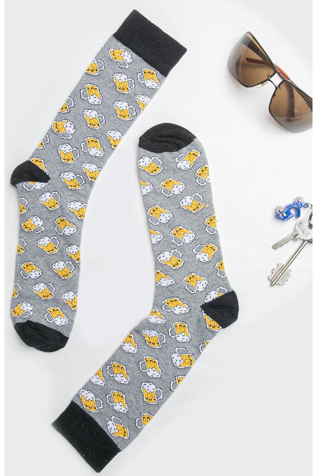 Beer Mug Patterned Socks Long Socks Clb - 1
