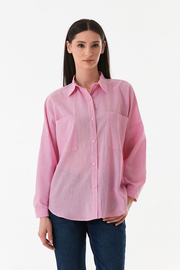 Basic Çift Cepli Oversize Gömlek - 1
