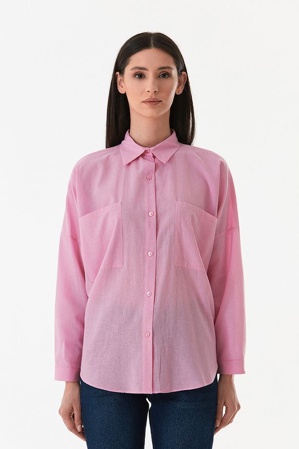 Basic Çift Cepli Oversize Gömlek - 8