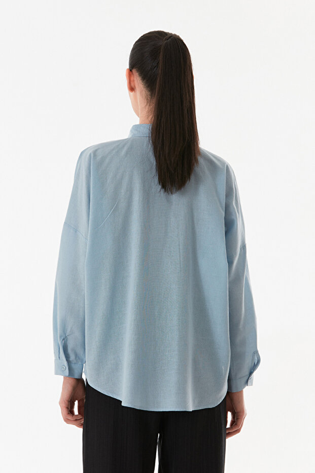 Basic Çift Cepli Oversize Gömlek - 5