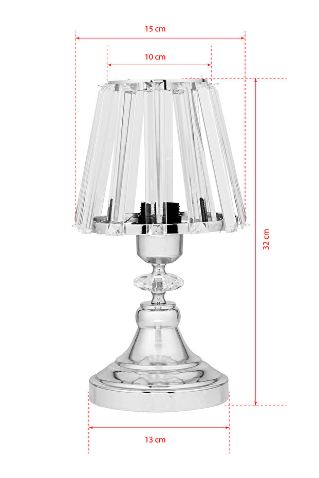 Kristal Taşlı Gümüş Abajur - 3