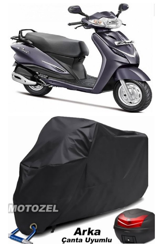 Hero Duet Lx 110 Black Back Bag and Lock Compatible Motorcycle Tarpaulin Waterproof