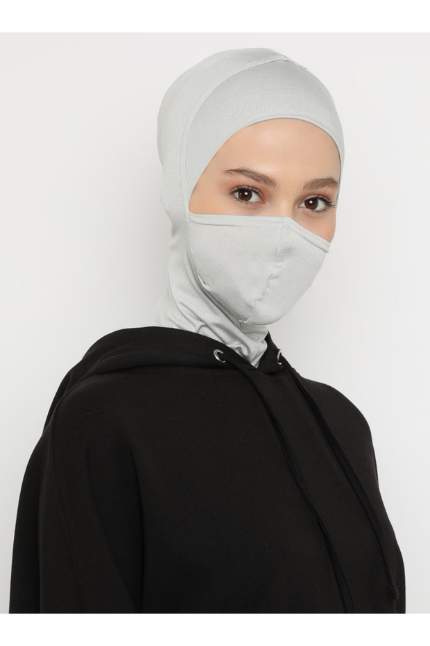 Masked Hijab Bone - Light Gray - (St279), (Id 7827928)
