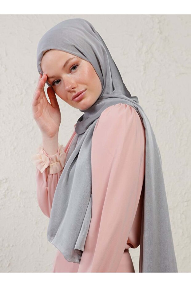 شال جانجان طبقة مزدوجة - رمادي - - 3