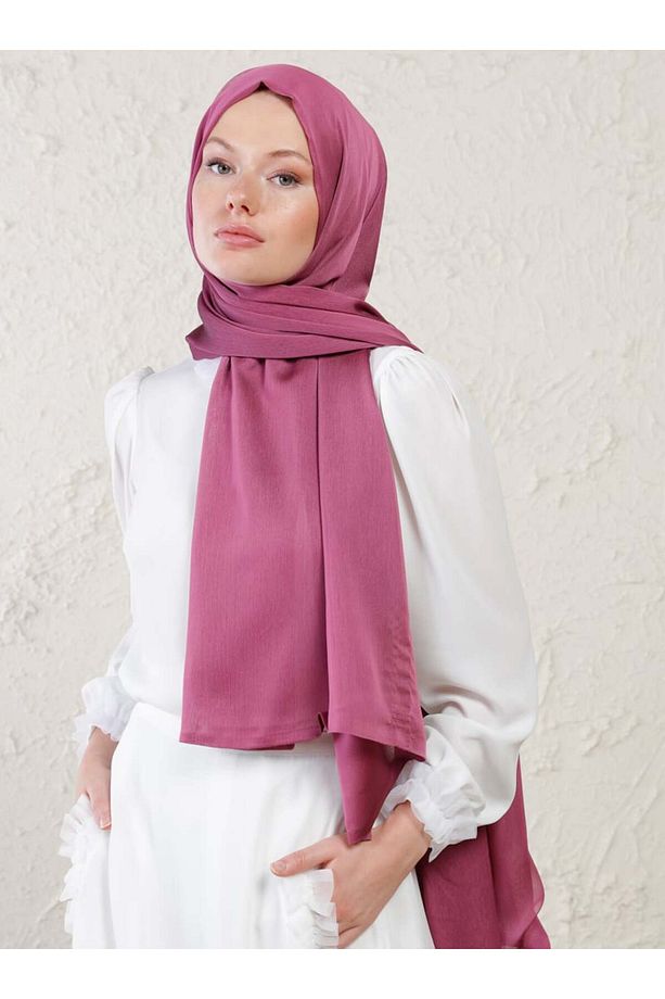 Janjan Çift Katlı Şal -Gül Kurusu - Tuva Şal - 3