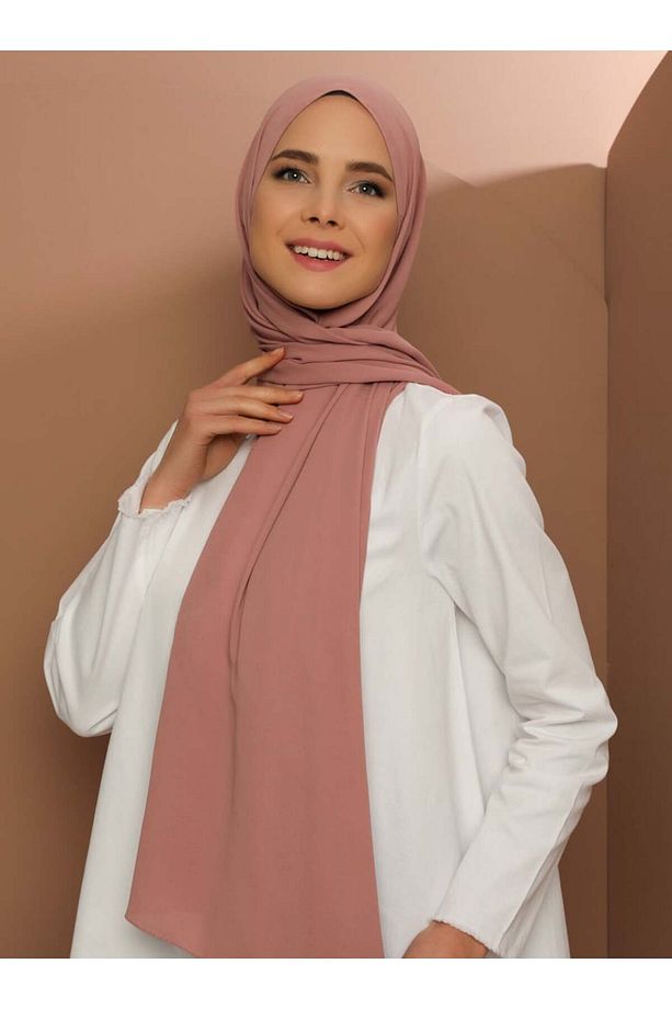 Krep Şal - Açık Gül Kurusu - - 6