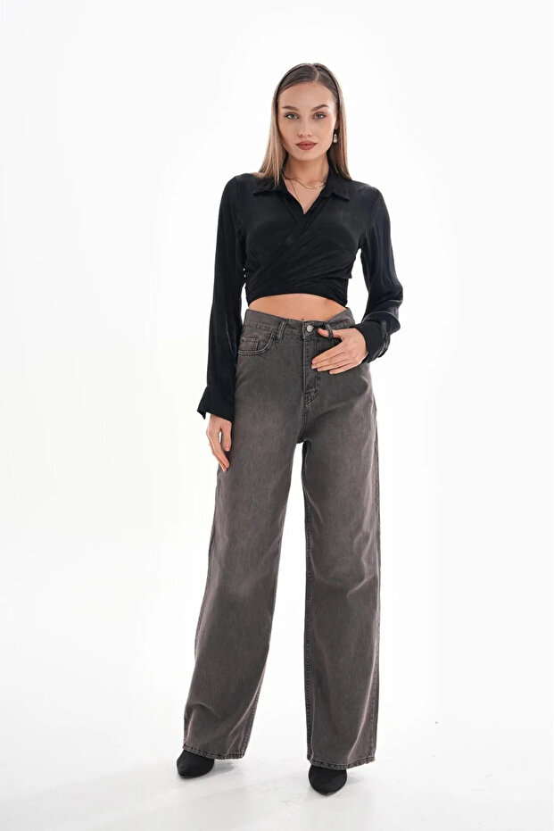 Pofidi Vintage Gray Washed Baggy Jeans