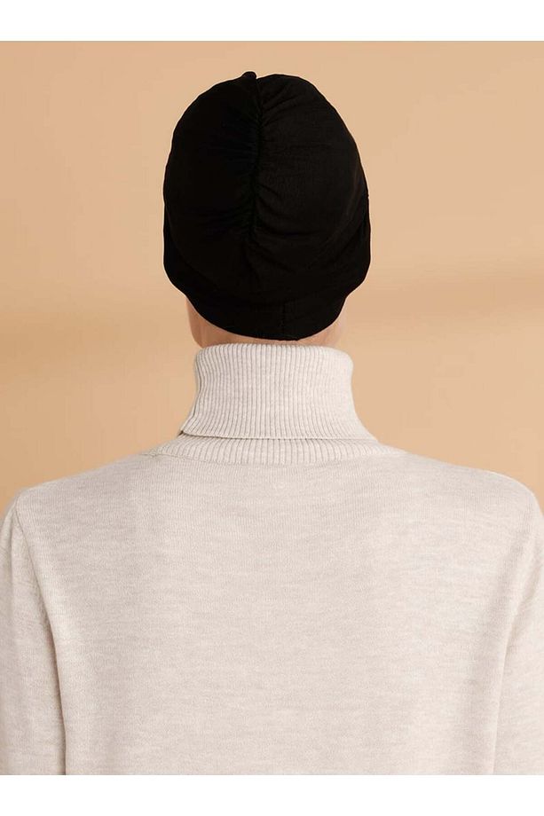 XL Düz Geçme Bone - Siyah - Tuva - 5
