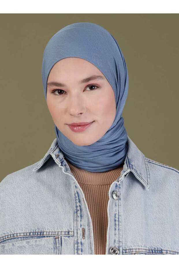 Jarse Viscose Fabric Square Scarf - Denim Blue - (St378) , (Id 2937842)