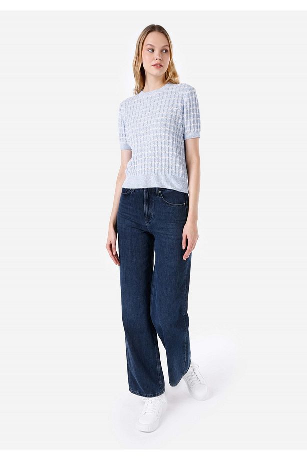 Regular Fit Kadın Mavi Kazak - 3