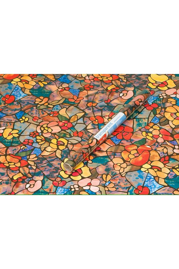 276-0431 Kendinden Yapışkanlı Çiçek Desen Cam Vitray Folyo (45 CM X 2 MT) - 5