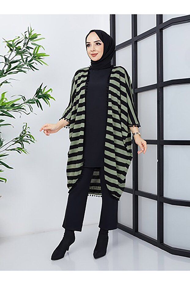 Tasseled Striped Cap - Mint - Sahra Butique