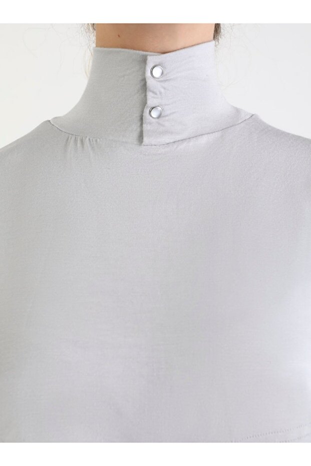 طقم كم ذو ياقة - رمادي فاتح - - 2