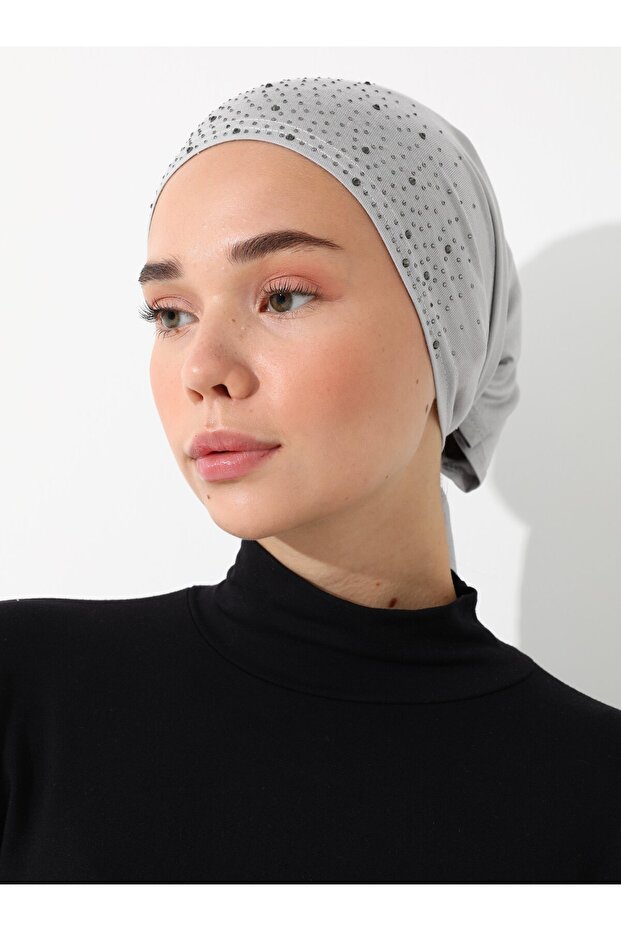 بونيه مثلث مرصع بالأحجار - رمادي فاتح - - 3