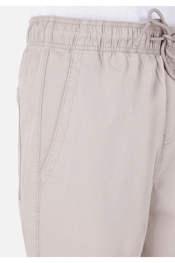 Regular Fit Düz Paça Orta Bel Bej Erkek Pantolon - 5