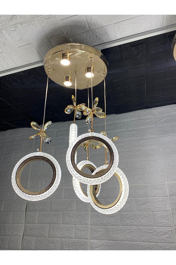 5'Lİ ZERO KRİSTAL HALKA LED AVİZE - 1