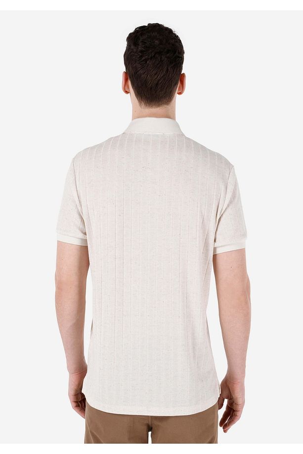 Regular Fit Polo Yaka Düz Erkek Bej Kısa Kol Tişört - 2