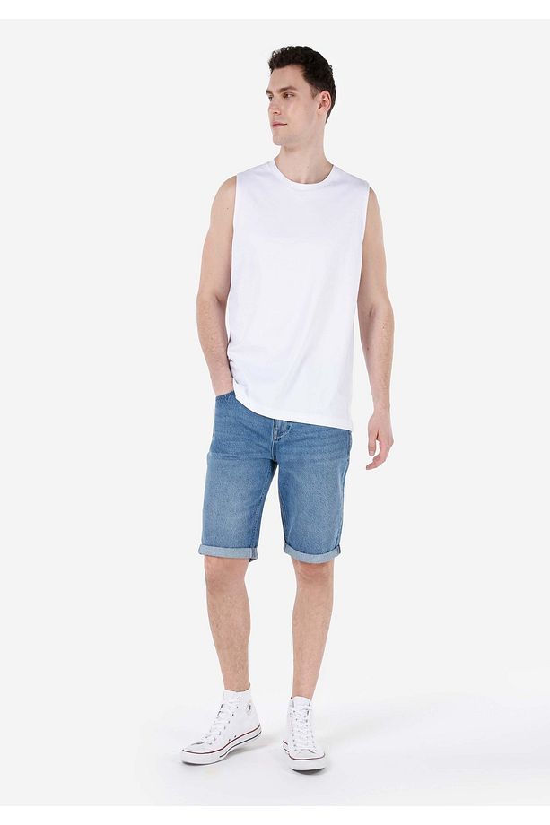 Regular Fit Orta Bel Erkek İndigo Jean Şort - 3