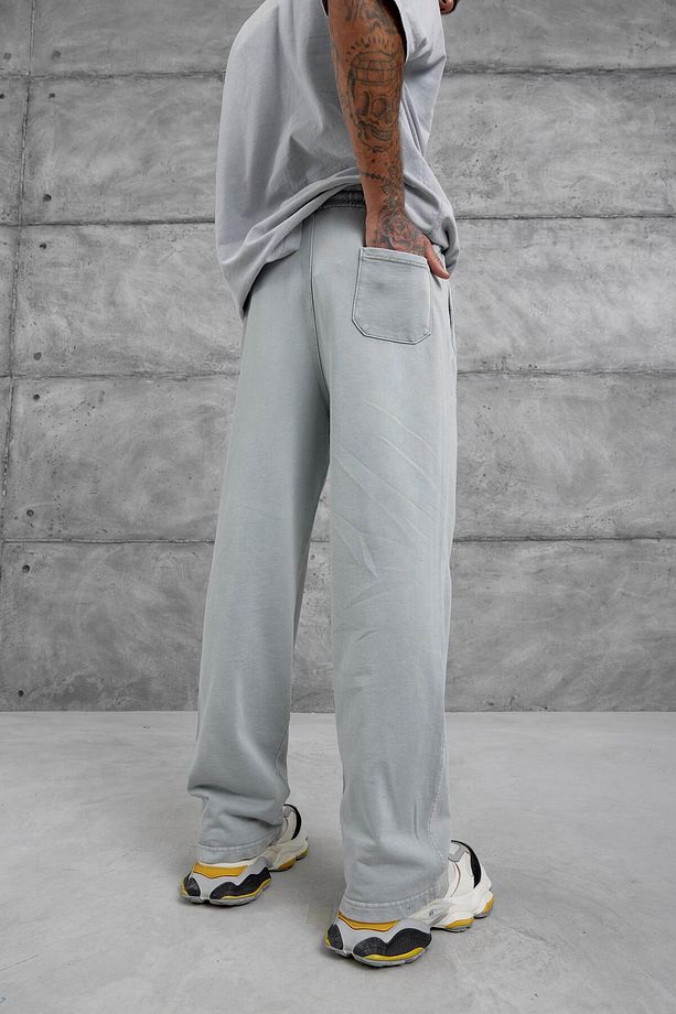 Gri Yıkamalı Basic Baggy Eşofman - 5