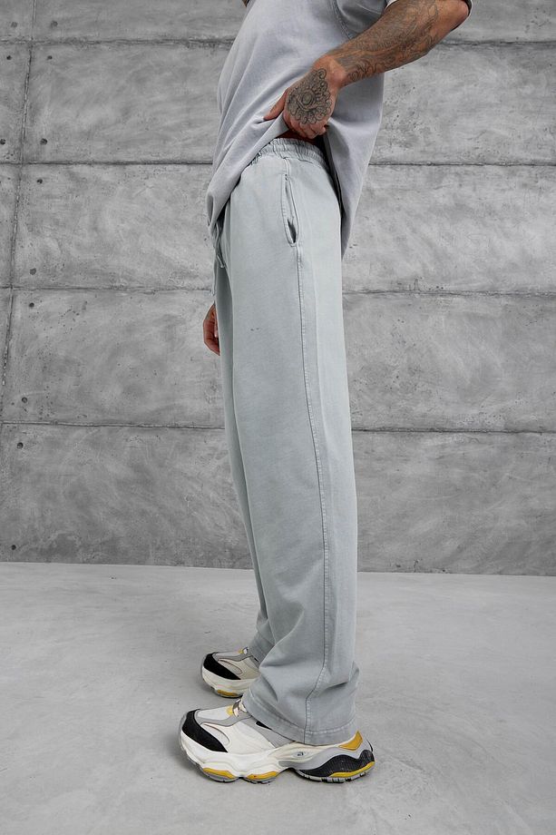 Gri Yıkamalı Basic Baggy Eşofman - 3