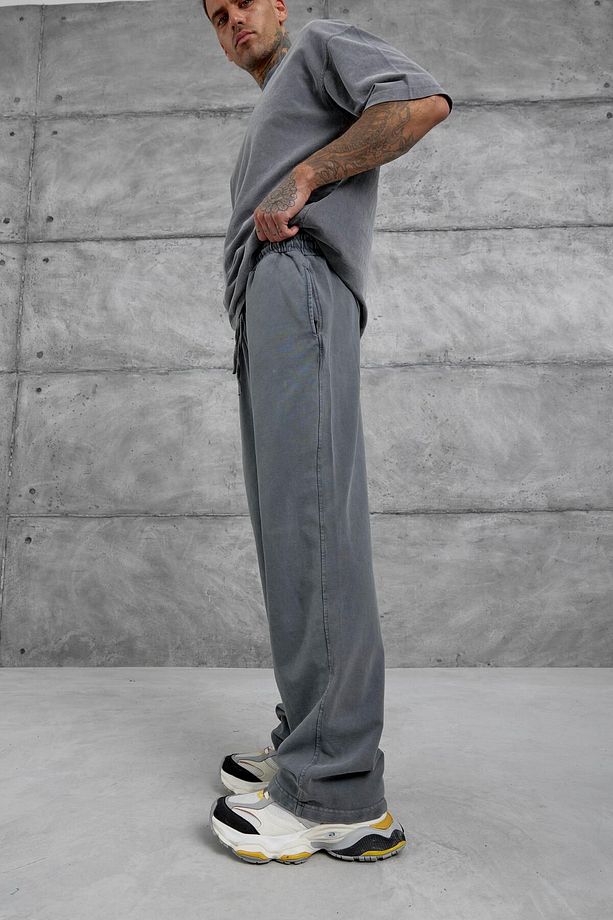 Füme Yıkamalı Basic Baggy Eşofman - 4