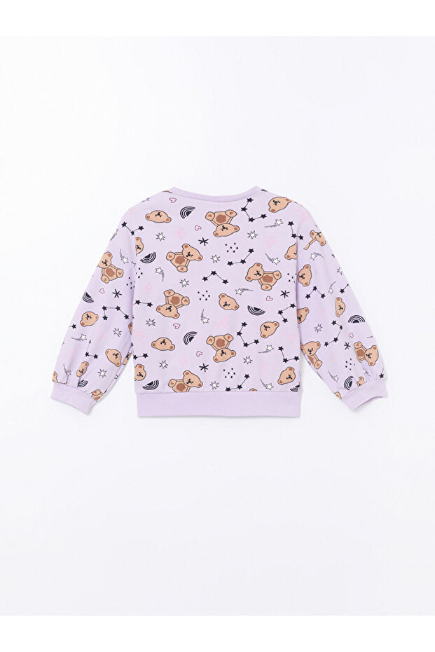 LCW Bisiklet Yaka Ayı Teddy Baskılı Kız Çocuk Pijama Takımı - 6