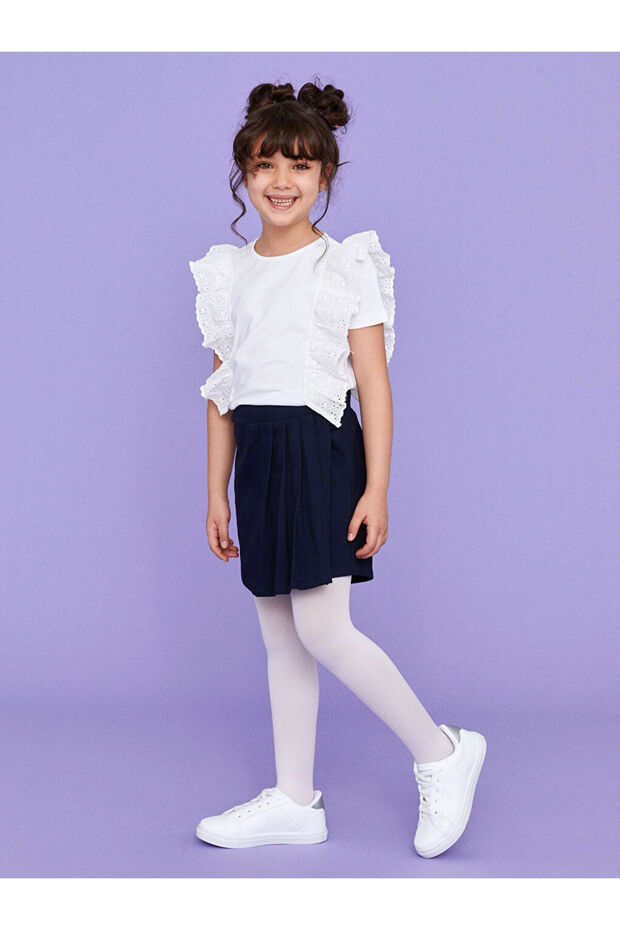 Basic Gabardin Kız Çocuk Şort Etek - 5