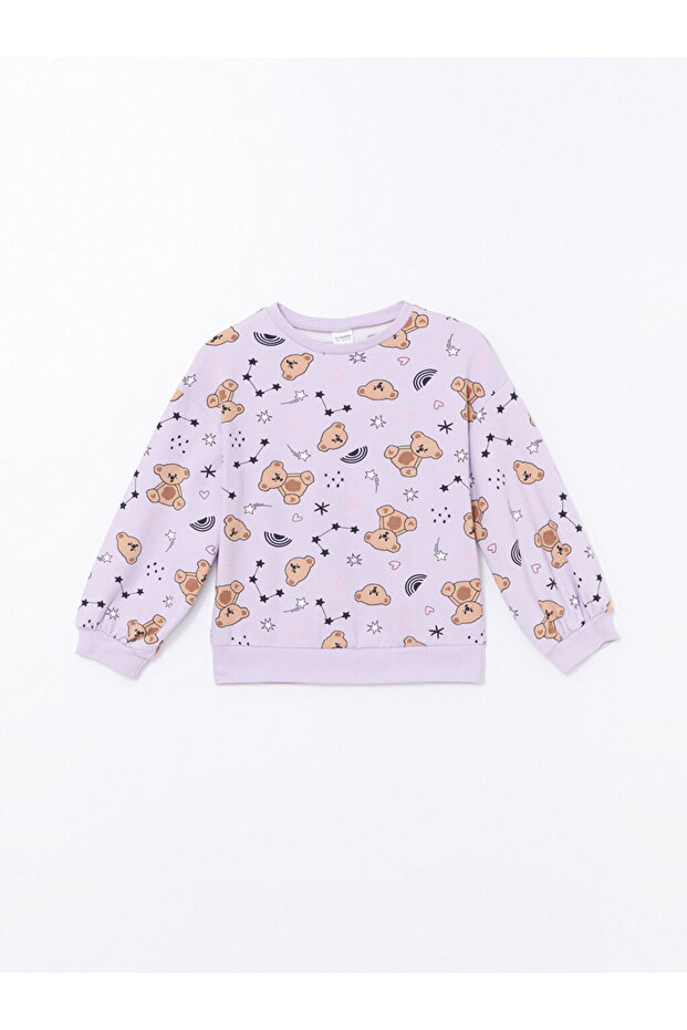 LCW Bisiklet Yaka Ayı Teddy Baskılı Kız Çocuk Pijama Takımı - 4